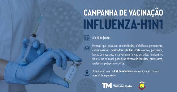 Imunização ocorre na unidade de Estratégia de Saúde da Família de referência do munícipe, das 7h30min às 11h30min e das 13h às 15h30min