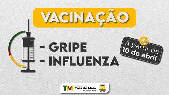 A vacinação irá ocorrer na Unidade Central de Saúde e nas Salas de Vacina