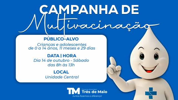 A ação tem início no próximo sábado, dia 14 de outubro na Unidade Central de Saúde das 8h às 13h