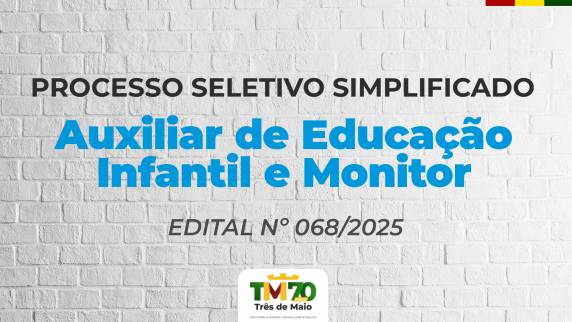 As inscrições devem ser realizadas presencialmente na Secretaria de Educação